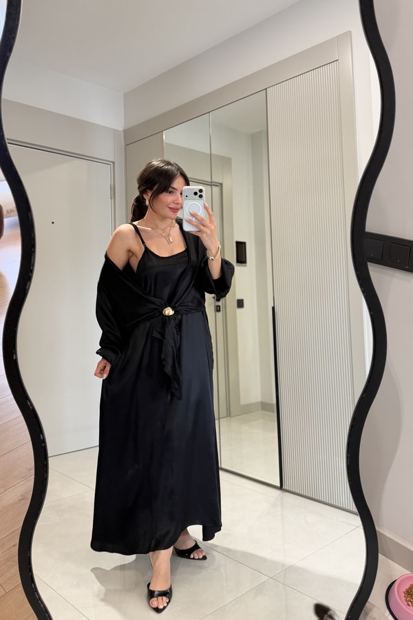 Mathilda Siyah Elbise Gömlek Takım