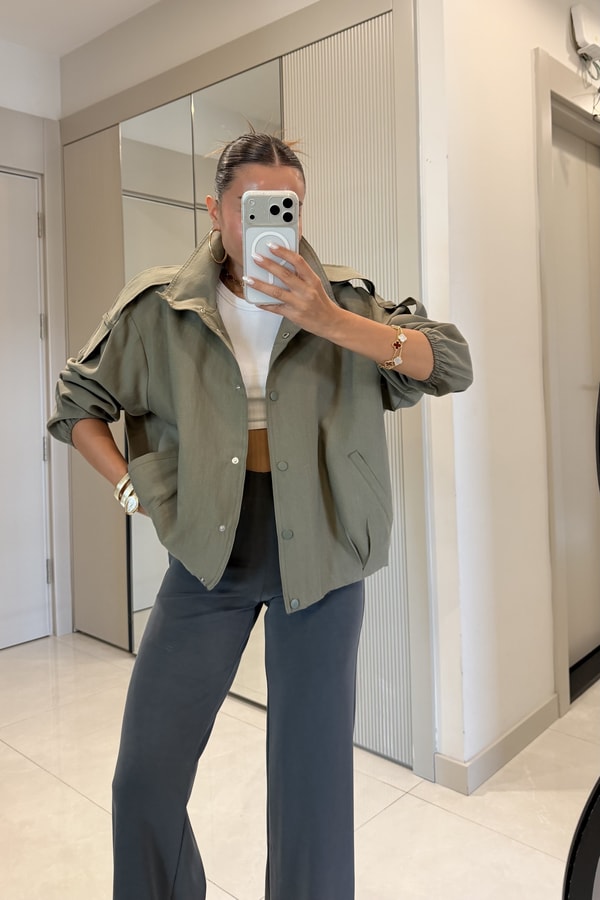 Matlock Haki Tensel Apoletli Bomber Ceket