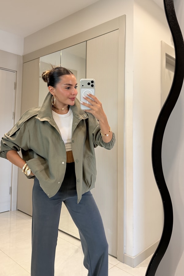 Matlock Haki Tensel Apoletli Bomber Ceket