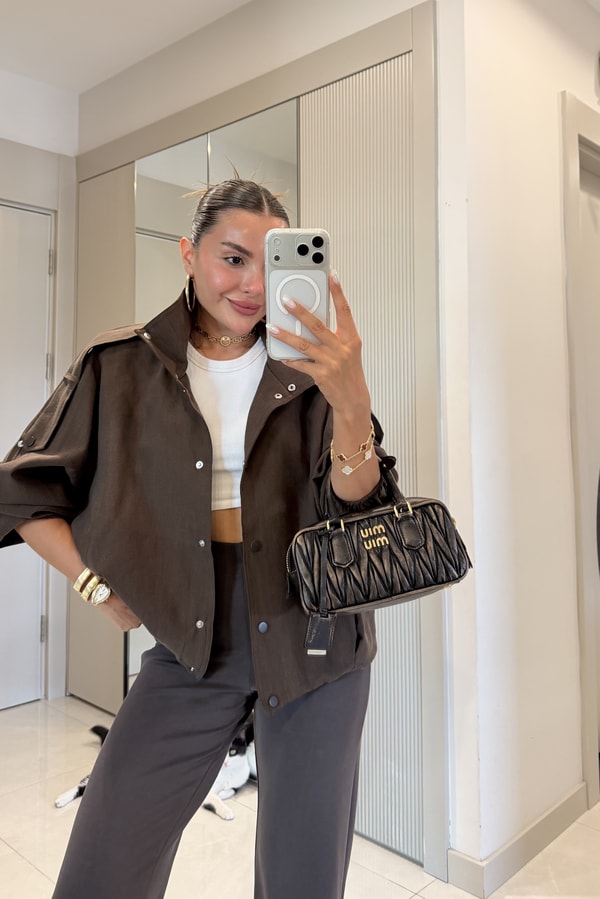 Matlock Kahve Tensel Apoletli Bomber Ceket