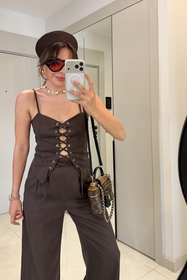 Miera Kahve Premium Keten Takım 