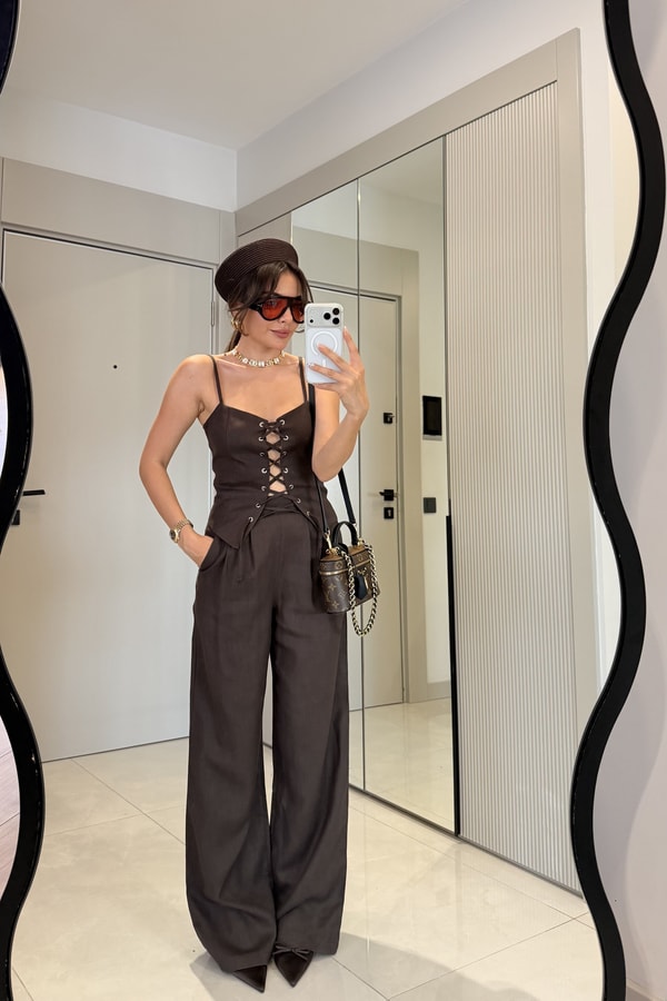 Miera Kahve Premium Keten Takım 