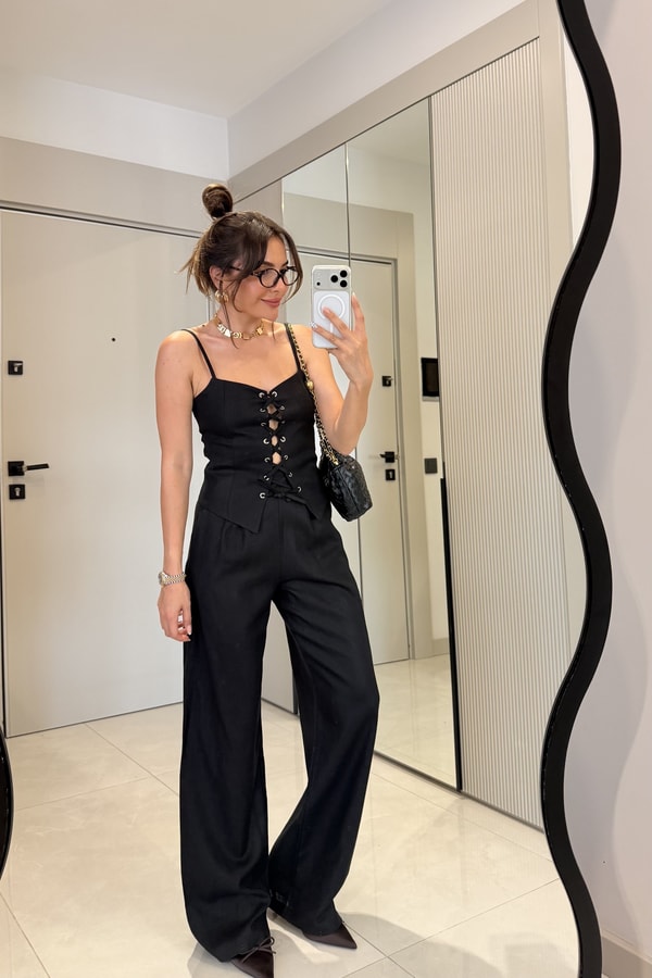 Miera Siyah Premium Keten Takım 