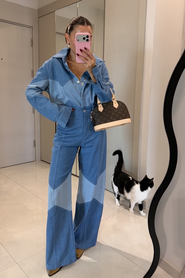 Millan Çift Renk Garnili Denim Takım