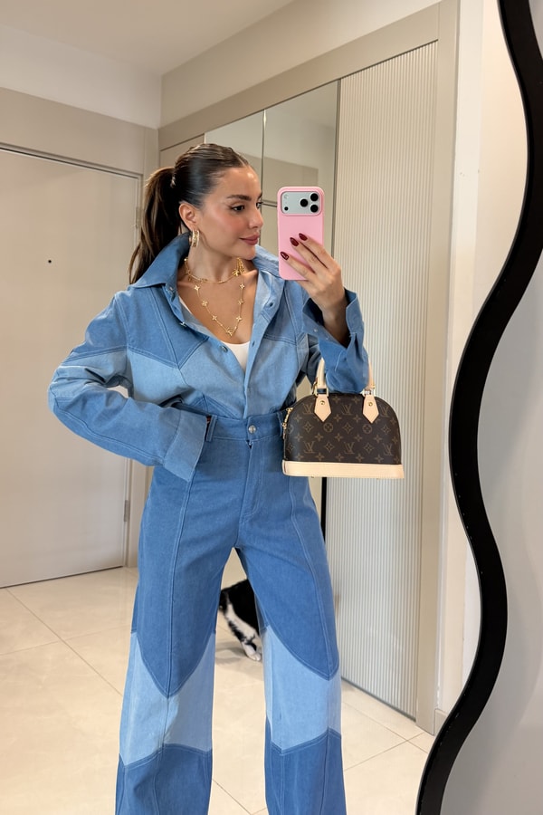 Millan Çift Renk Garnili Denim Takım