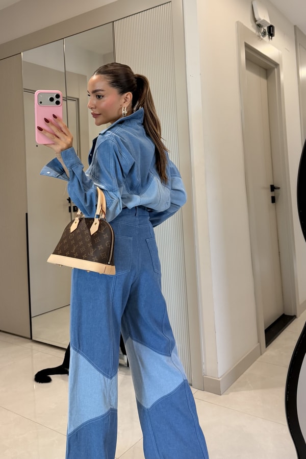 Millan Çift Renk Garnili Denim Takım