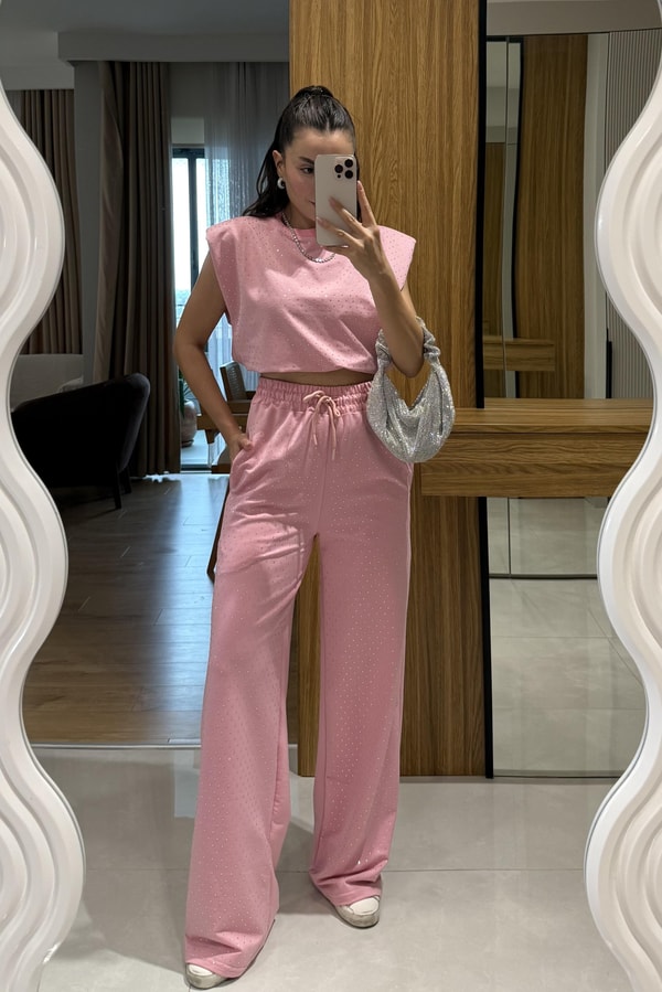 Minora Pembe Taşlı Vatkalı Takım