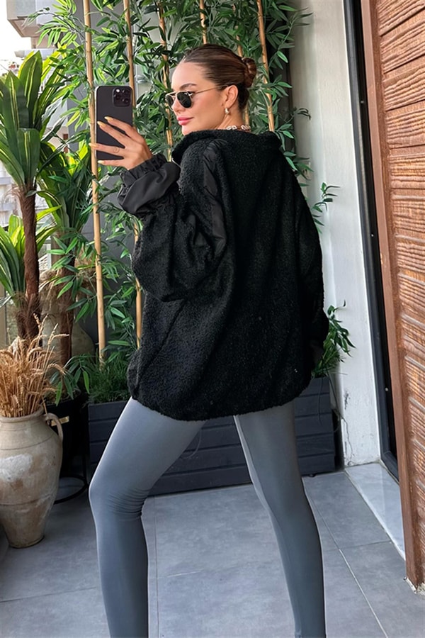 Mojo Siyah Teddy Paraşüt Sweat