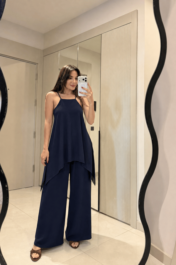 Molane Lacivert Deri Askılı Tasarım Tulum