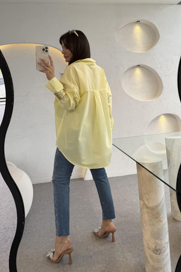 Monster Sarı Oversize Gömlek