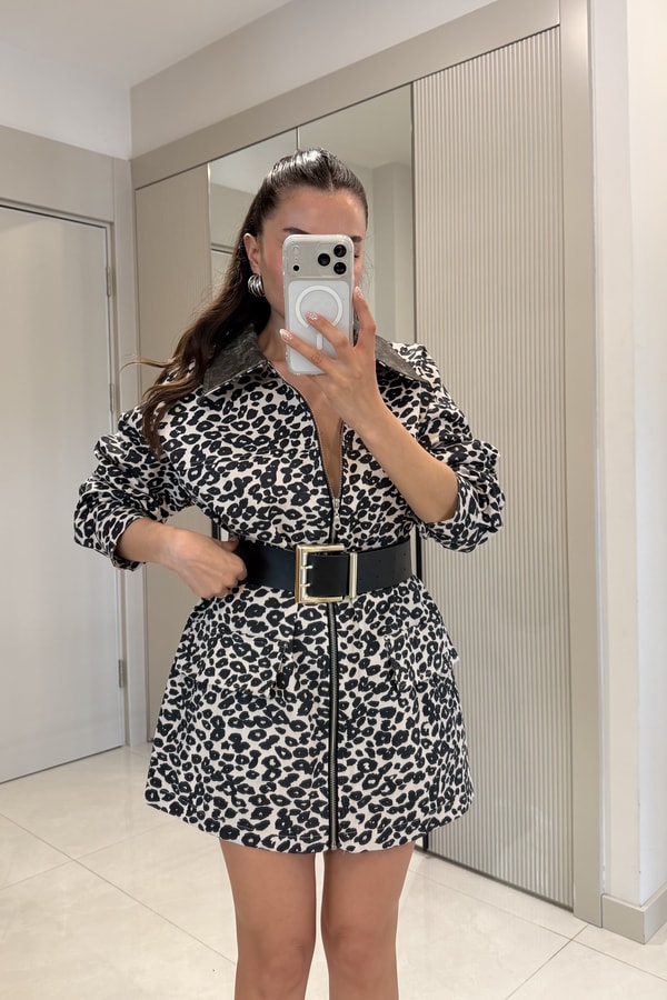 Monteria Leopar Denim Ceket