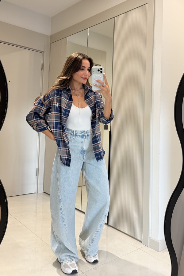 Montre Lightblue Yüksek Bel Baggy Jean