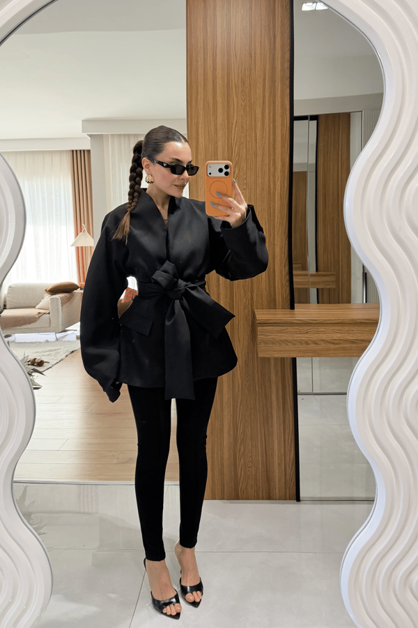 Mundo Siyah Bağlamalı Blazer Ceket