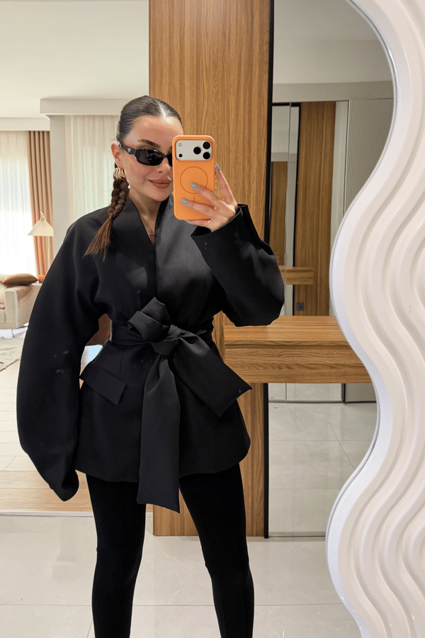 Mundo Siyah Bağlamalı Blazer Ceket