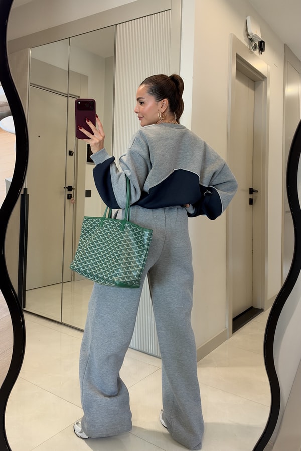 Muse Gri Beli Lastikli Bol Paça Eşofman Altı