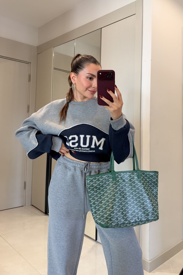 Muse Gri Beli Lastikli Bol Paça Eşofman Altı