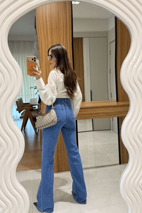 Mysie Midblue Düğmeli İspanyol Jean
