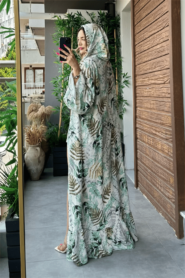 Natural karışık desen oversize kimono