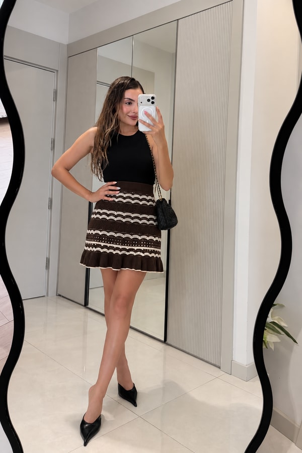 Noemi Kahve Triko Astarlı Etek