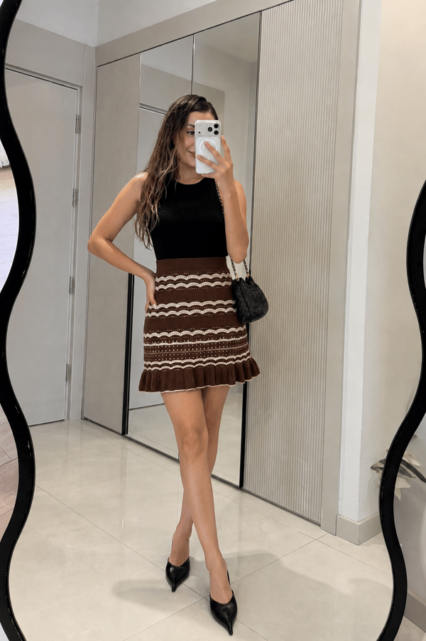 Noemi Kahve Triko Astarlı Etek