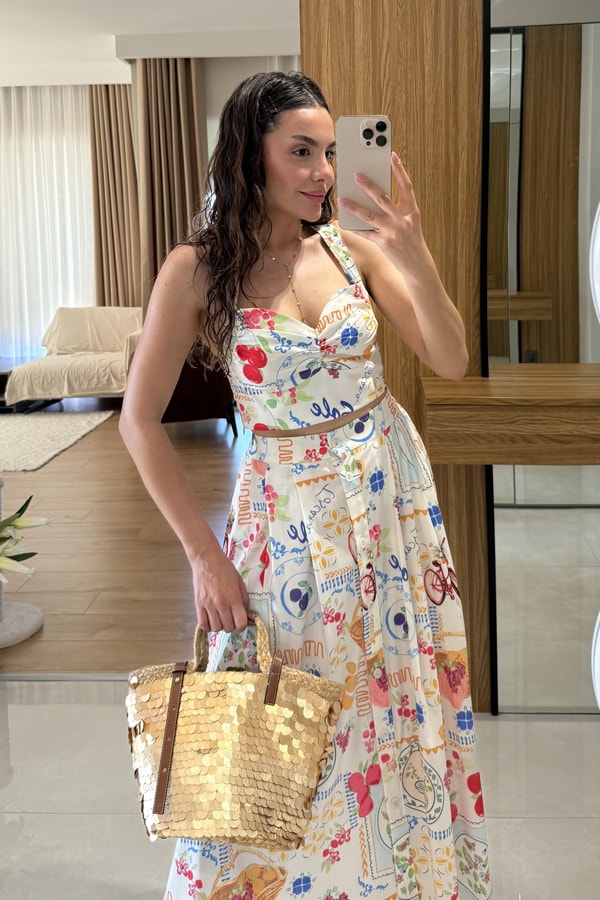Nuvana Renkli Baskılı Crop