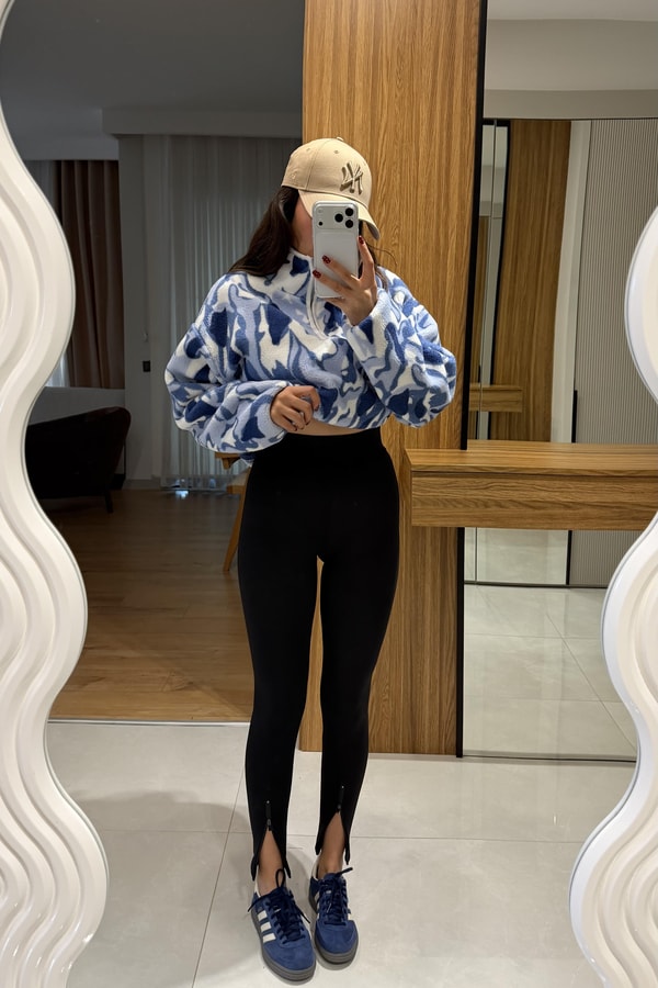 Olesya Siyah Altı Fermuarlı Tayt