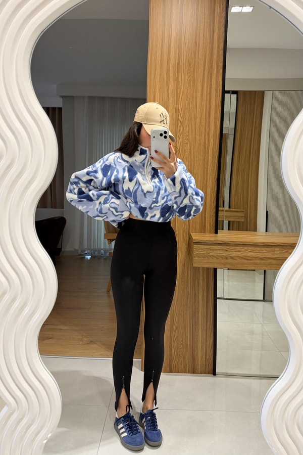 Olesya Siyah Altı Fermuarlı Tayt