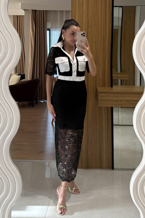Olyvia Siyah Dantel Elbise