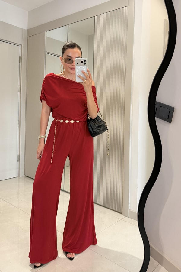 Oriana Kırmızı Kayık Yaka Sandy Takım