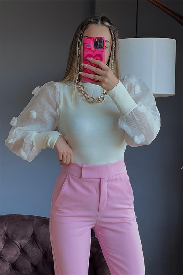 Orj toz pembe havuç kesim pantolon