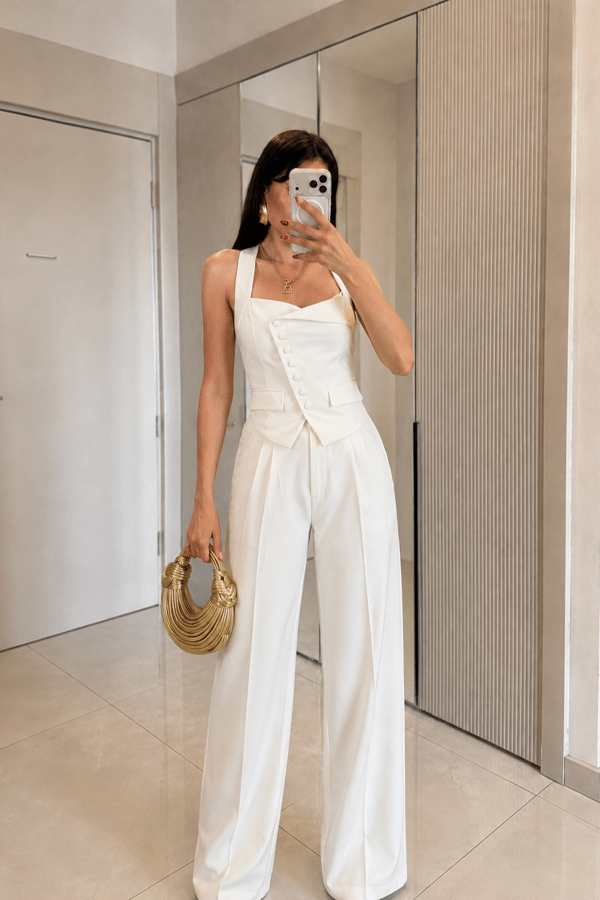 Ottilie Beyaz Halter Yaka Yelek