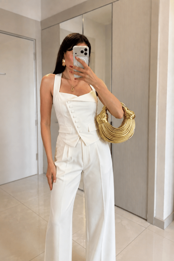 Ottilie Beyaz Halter Yaka Yelek