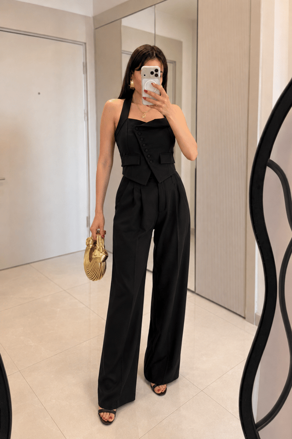 Ottilie Siyah Halter Yaka Yelek
