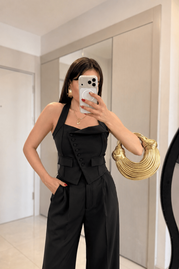 Ottilie Siyah Halter Yaka Yelek