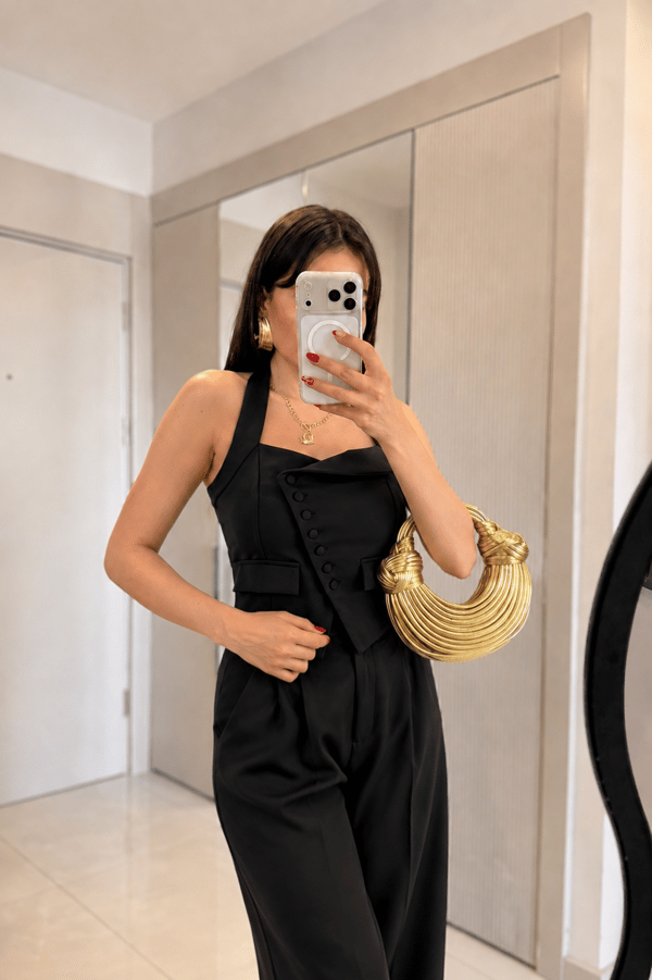 Ottilie Siyah Halter Yaka Yelek