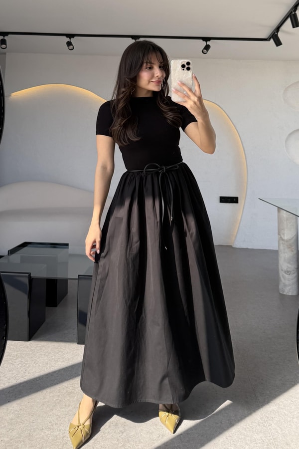 Peony Yarım Kollu Maxi Balon Elbise