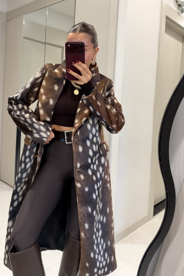 Peru Bambi Desenli Premium Uzun Kaban