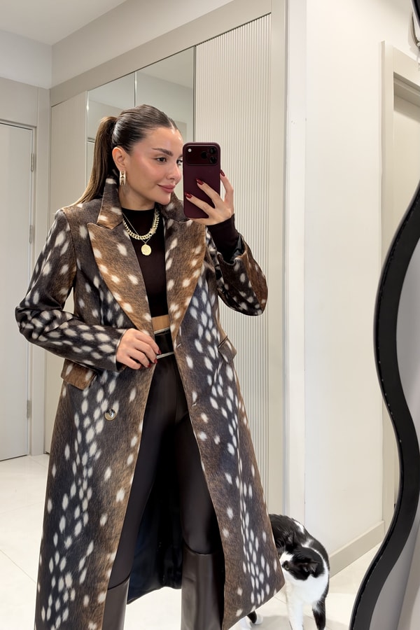 Peru Bambi Desenli Premium Uzun Kaban