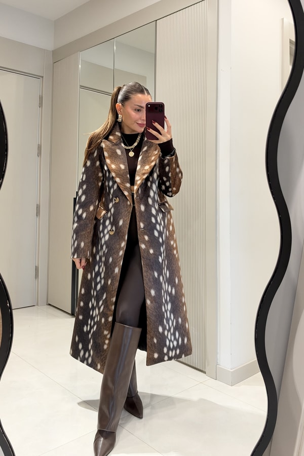 Peru Bambi Desenli Premium Uzun Kaban