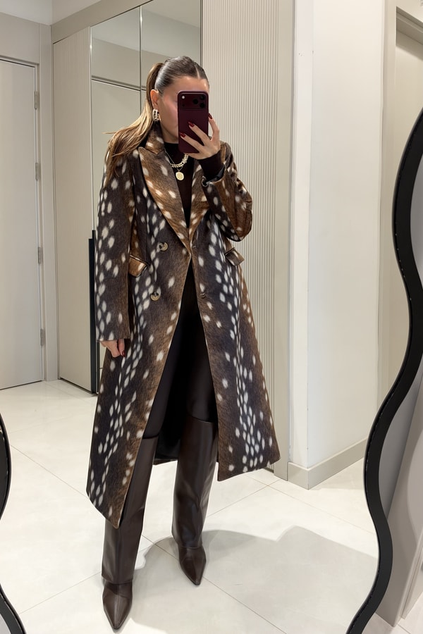 Peru Bambi Desenli Premium Uzun Kaban