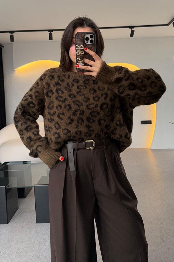 Fhalen Yumuşak Dokulu Leopar Kazak 