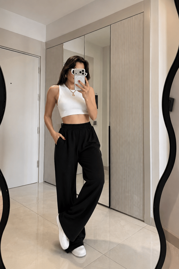 Preppy Siyah Oys Modal Eşofman Altı
