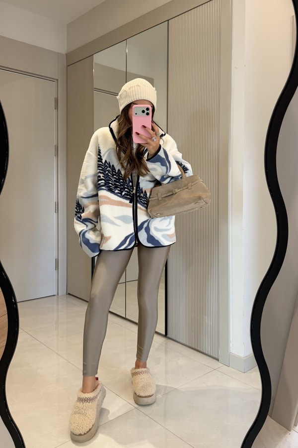 Presy Beyaz Teddy Fermuarlı Sweat