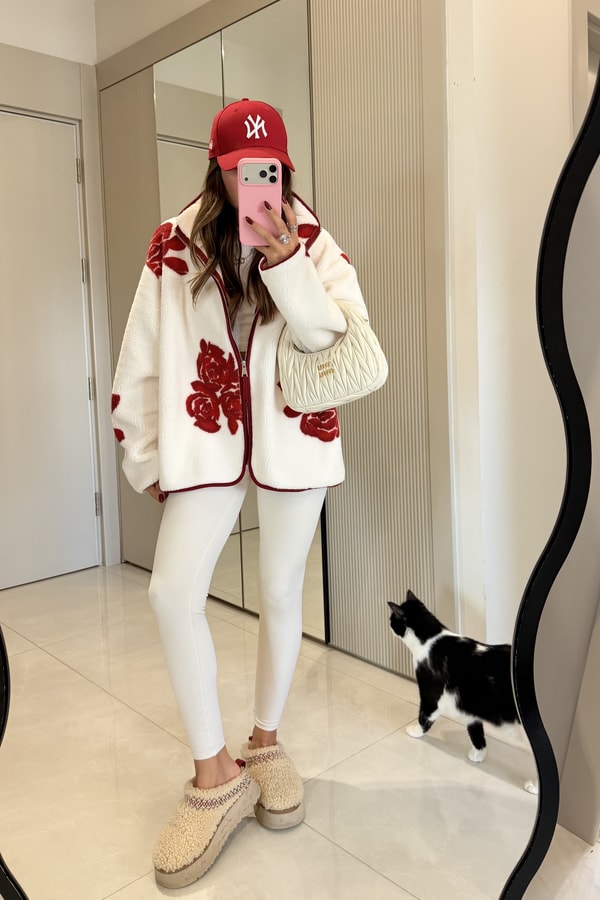 Presy Gül Desen Teddy Fermuarlı Sweat