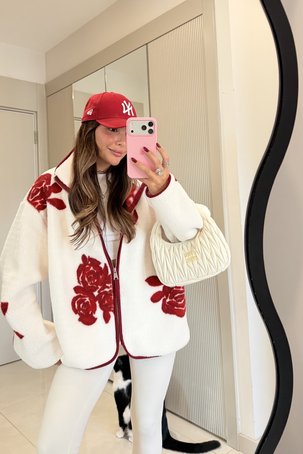 Presy Gül Desen Teddy Fermuarlı Sweat