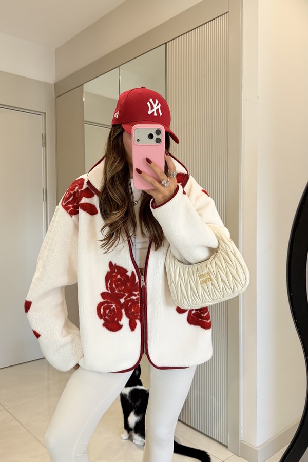 Presy Gül Desen Teddy Fermuarlı Sweat