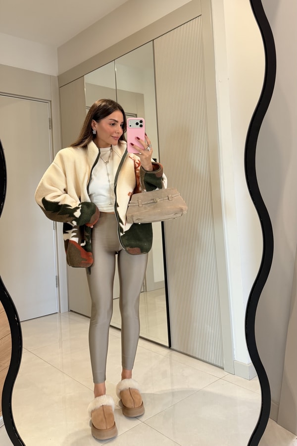 Presy Kiremit Geyikli Teddy Fermuarlı Sweat
