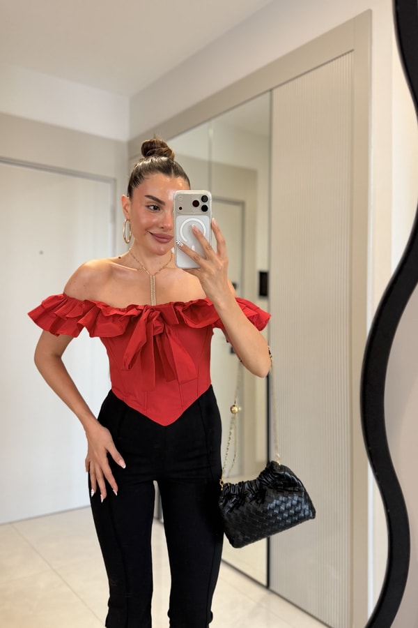 Purest Kırmızı Madonna Fırfırlı Büstiyer