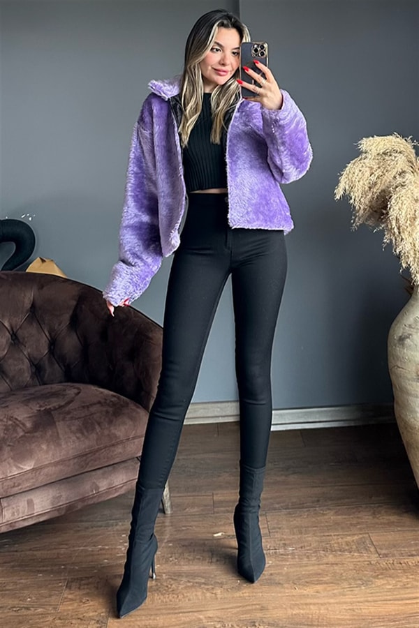Purple peluş tasarım ceket