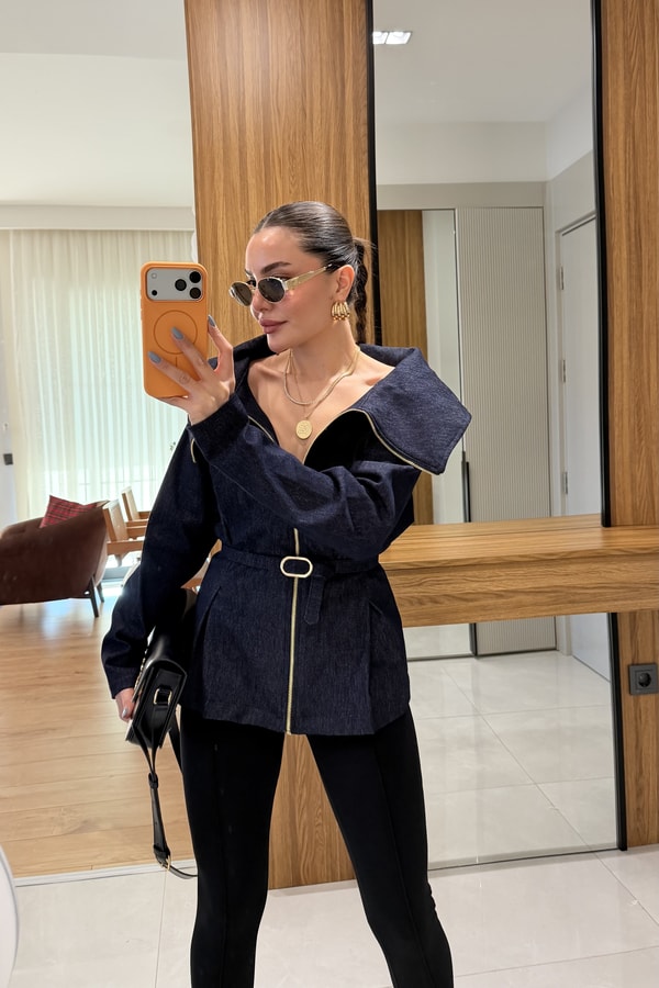 Raje Denim Kemerli Madonna Gömlek